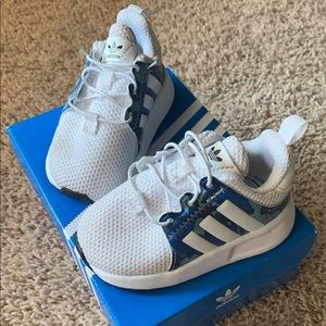 White with blue camo Adidas!